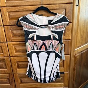 Frank Lyman Black and Pink Patterned Blouse
